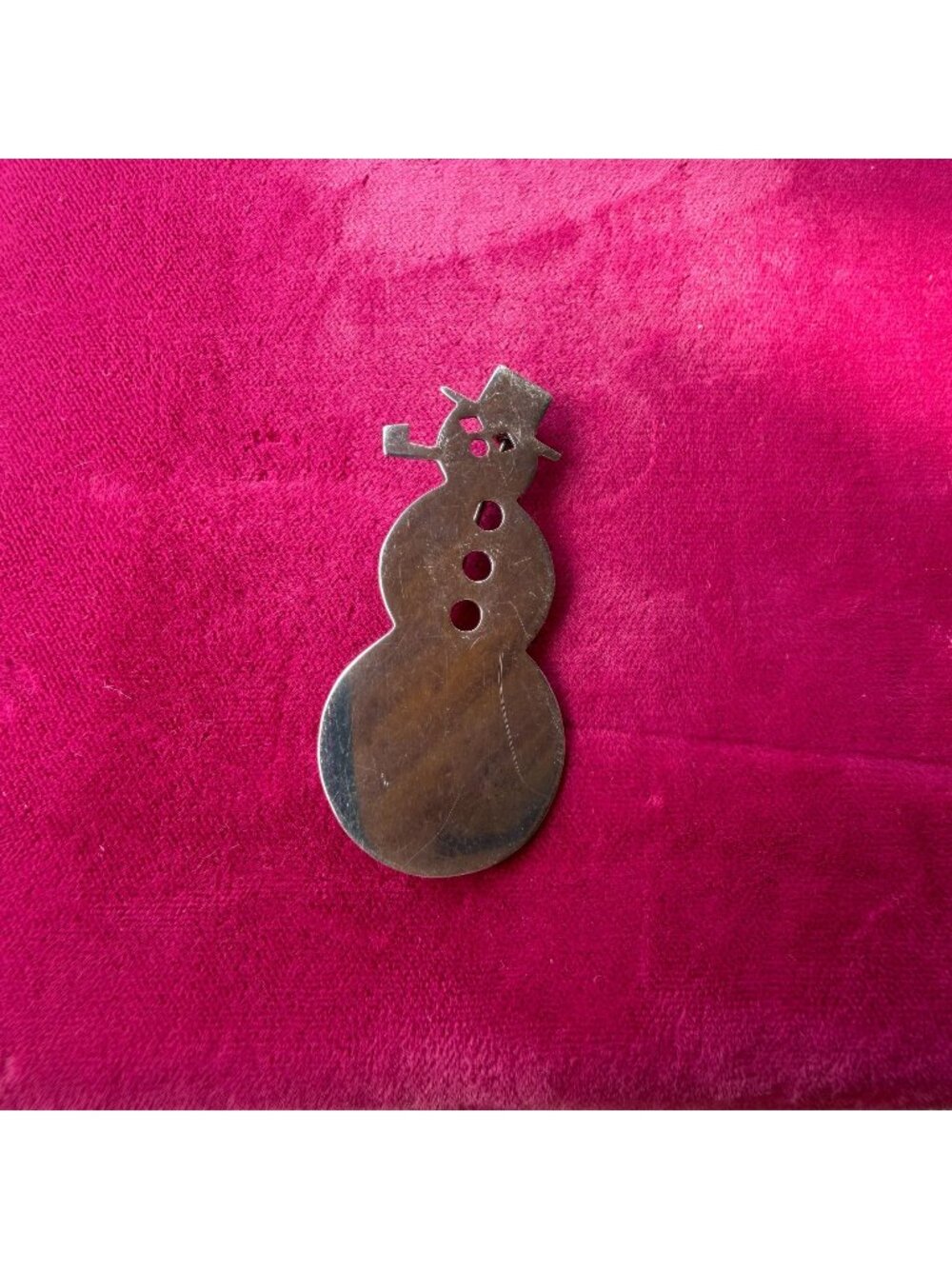 Vintage 925 Sterling Silver Snowman Brooch Pin Cutout Winter Holiday Jewelry